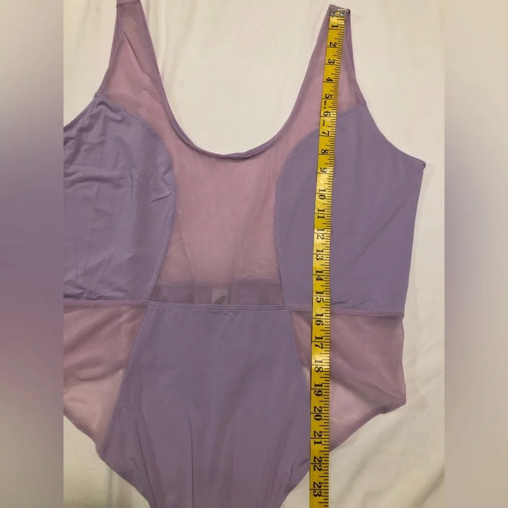 Parade lavender showoff tank bodysuit-silky and mesh fabric, 3X - Picture 5 of 8